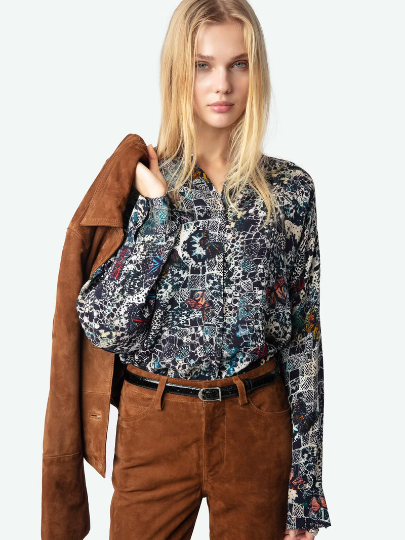 ZADIG & VOLTAIRE TRUETT SOFT BUTTERFLIES BLOUSE