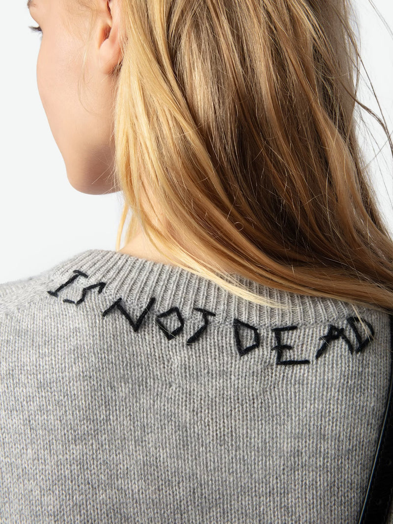 ZADIG & VOLTAIRE MARKUS GRIS CHINE CASHMERE SWEATER