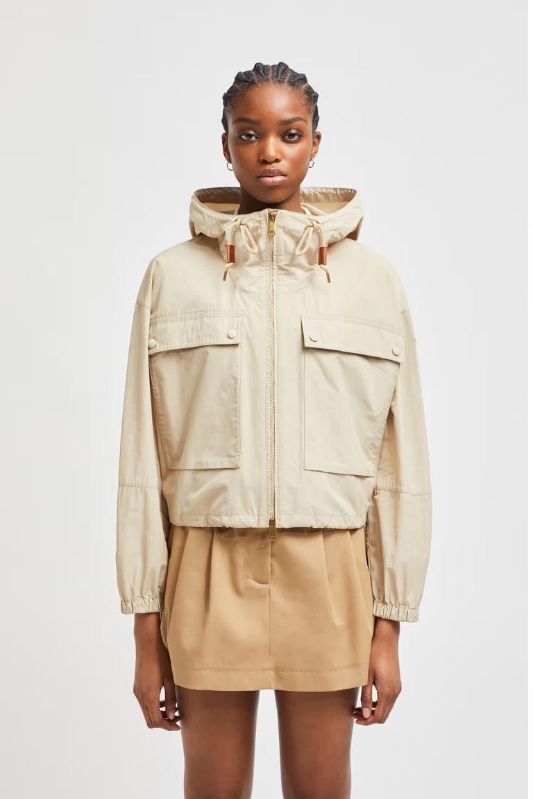MONCLER LIGHT BEIGE SAUVAN HOODED PARKA