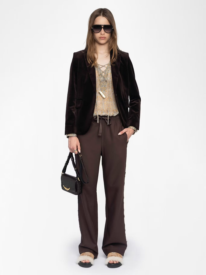 ZADIG & VOLTAIRE POMA DARK CHOCOLATE JOGGING TROUSERS