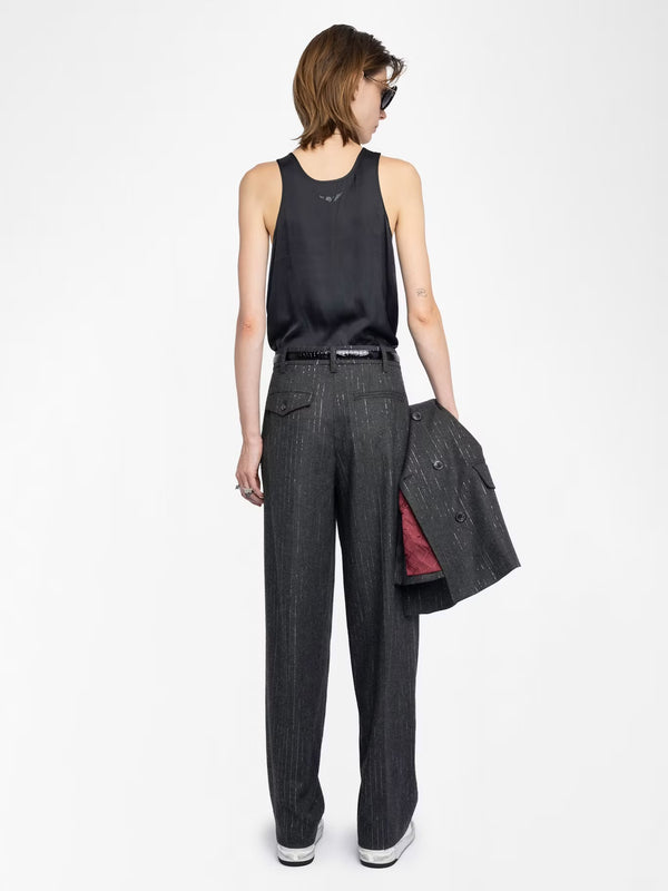 ZADIG & VOLTAIRE PUROS FLANELLE STRIPES ANTHRACITE