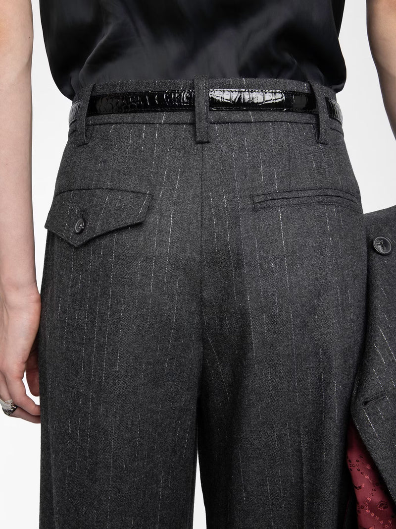 ZADIG & VOLTAIRE PUROS FLANELLE STRIPES ANTHRACITE