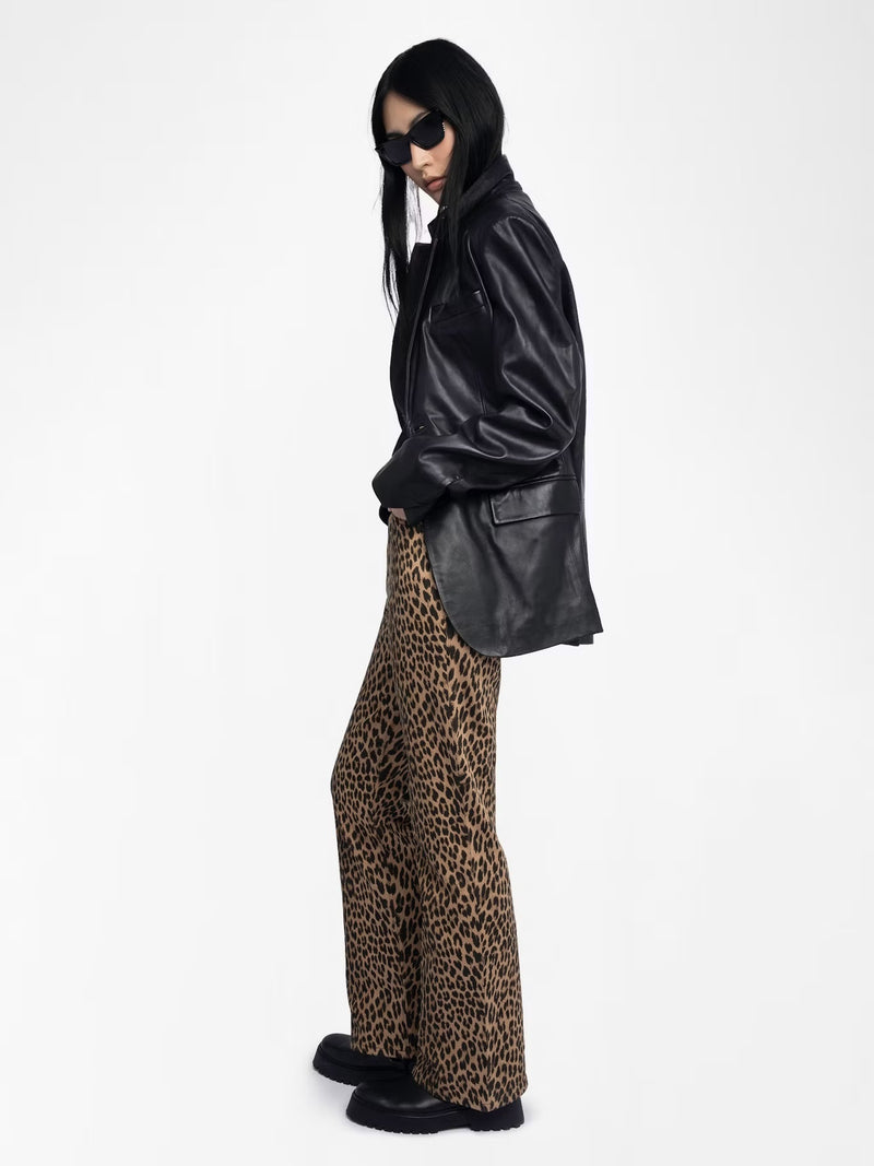 ZADIG & VOLTAIRE EVY DENIM LEOPARD HIGH WAIST JEANS