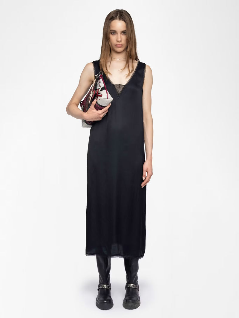 ZADIG & VOLTAIRE RENZO BLACK SATIN DRESS