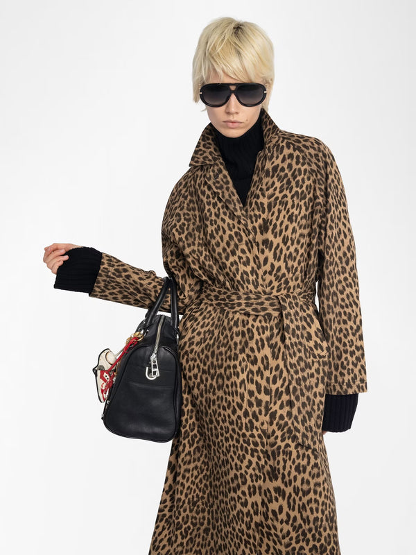 ZADIG & VOLTAIRE MENTLE CANVAS LEOPARD TRENCH