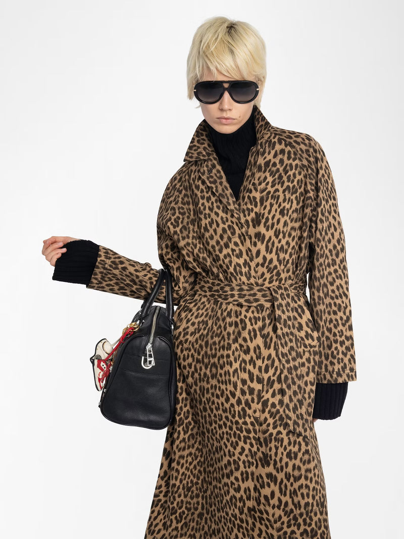 ZADIG & VOLTAIRE MENTLE CANVAS LEOPARD TRENCH