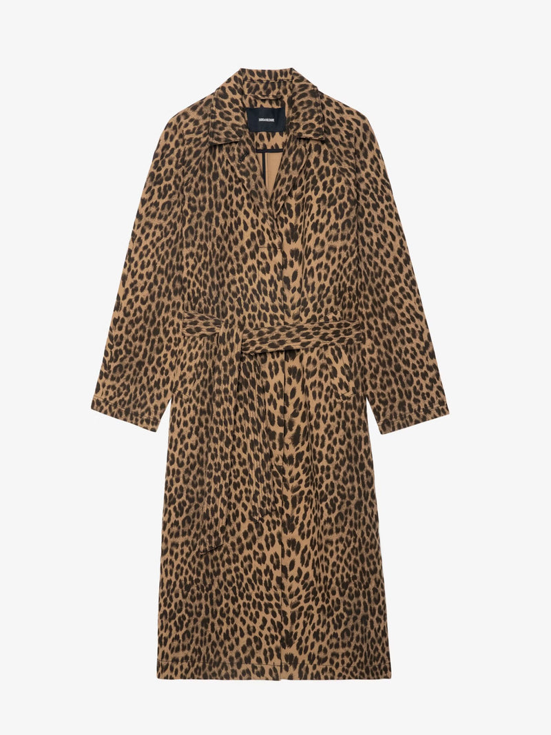 ZADIG & VOLTAIRE MENTLE CANVAS LEOPARD TRENCH
