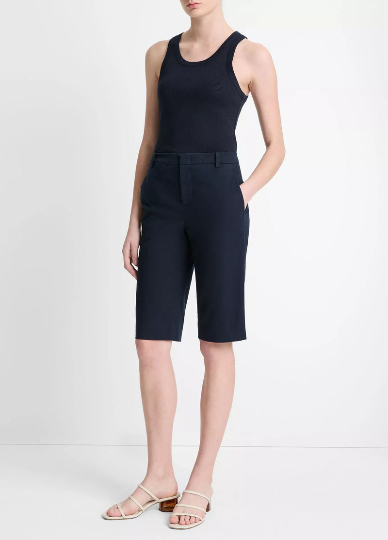 VINCE DARK NAVY MIDRISE CHINO SHORT
