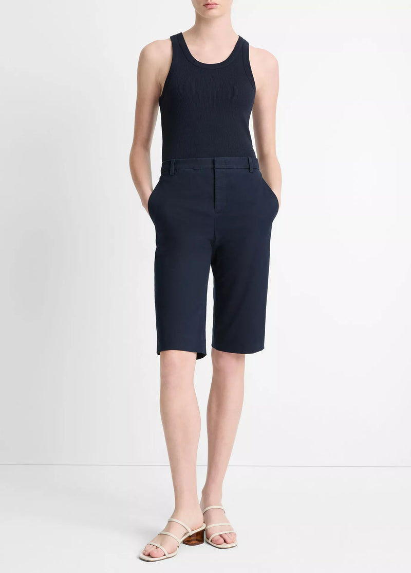 VINCE DARK NAVY MIDRISE CHINO SHORT