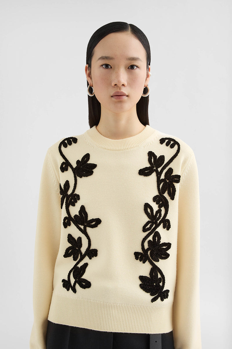 JIL SANDER WOOL EMBROIDERED SWEATER