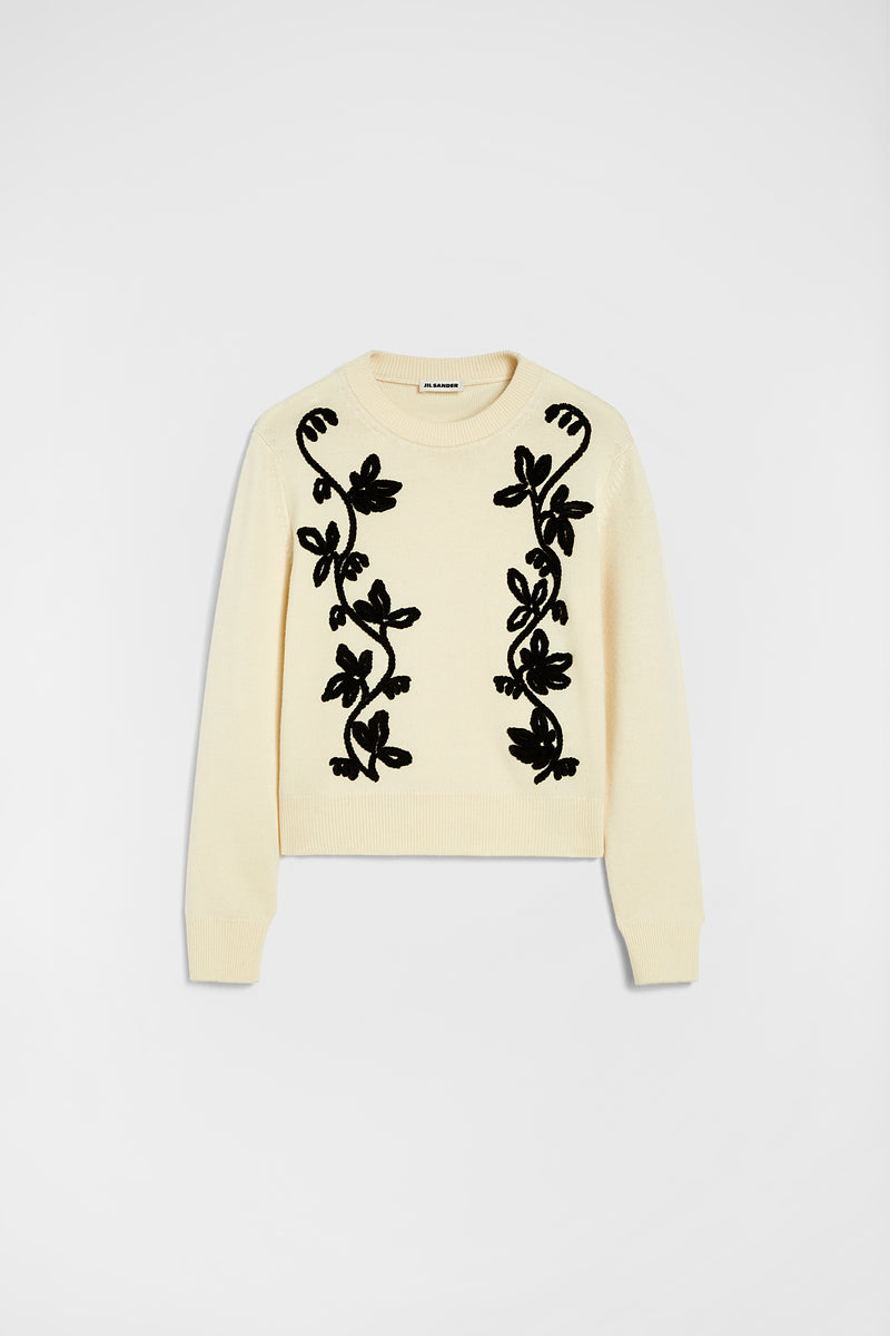 JIL SANDER WOOL EMBROIDERED SWEATER