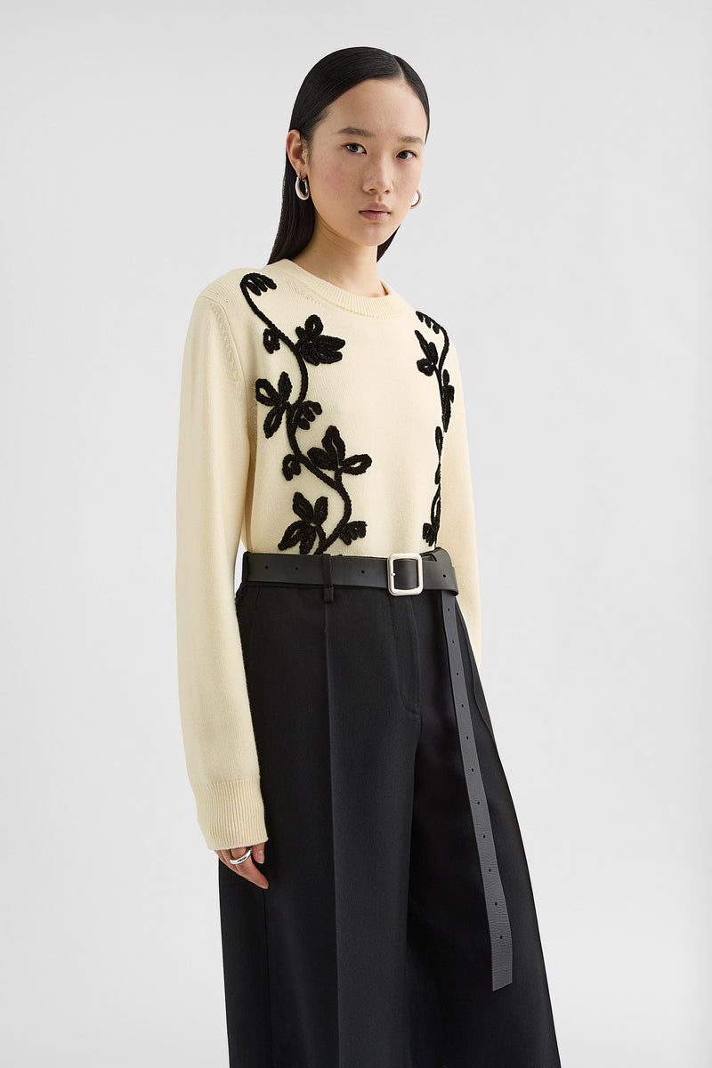 JIL SANDER WOOL EMBROIDERED SWEATER