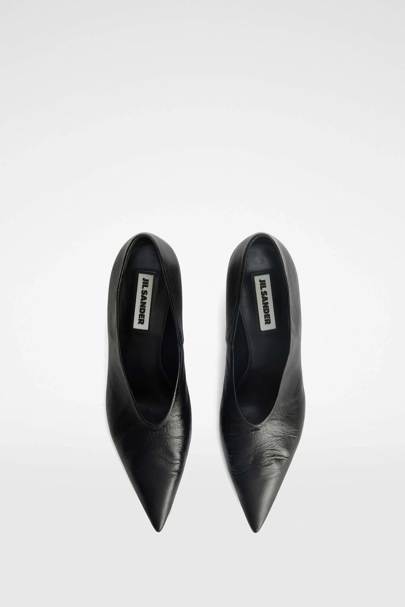 JIL SANDER BLACK LEATHER PUMPS