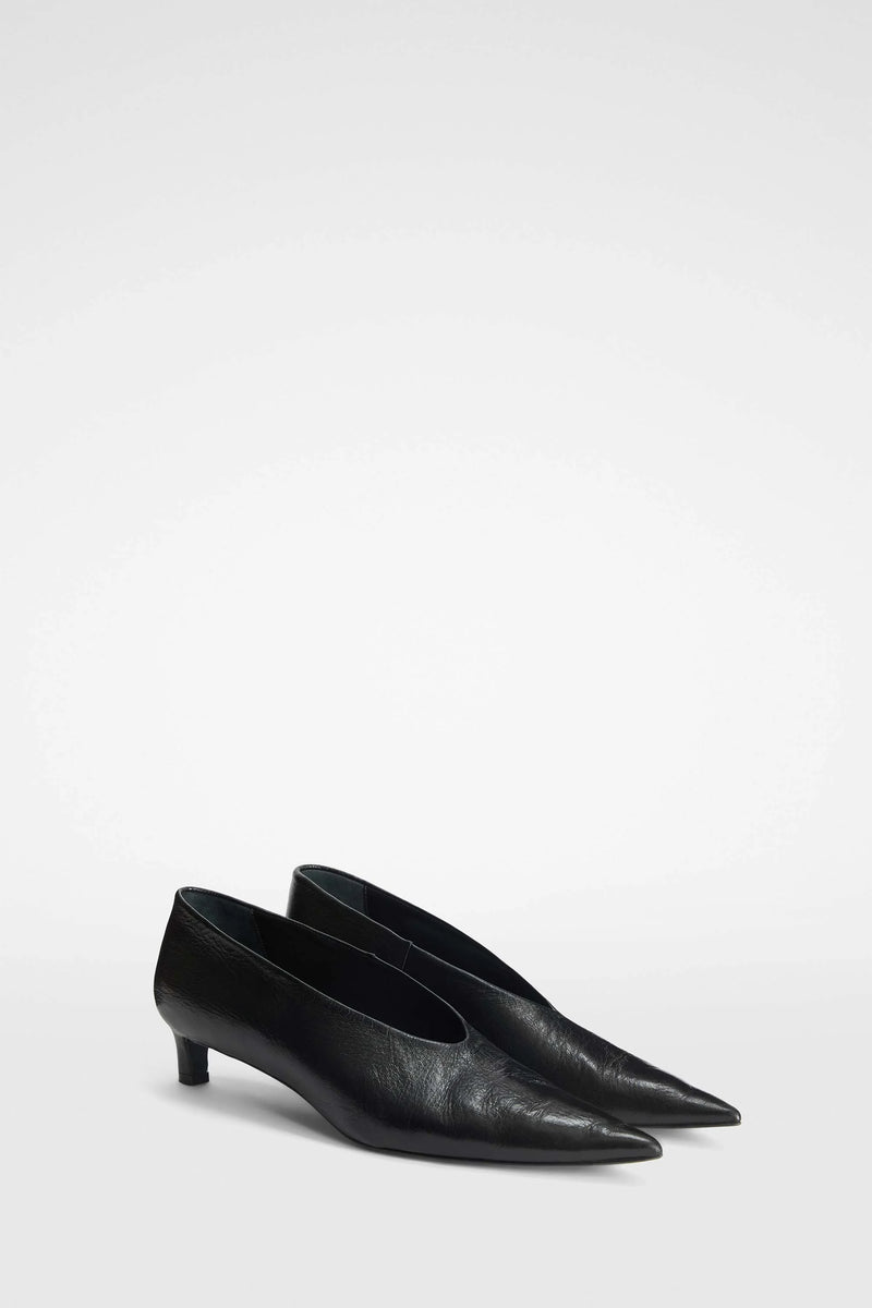 JIL SANDER BLACK LEATHER PUMPS