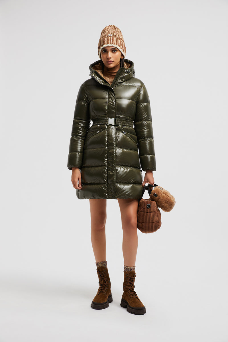 MONCLER BELLEVUE LONG KHAKI COAT