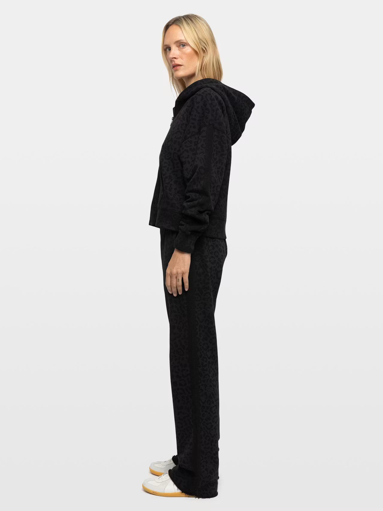 ZADIG & VOLTAIRE SWEE LEOPARD PRINT ZIP HOODIE