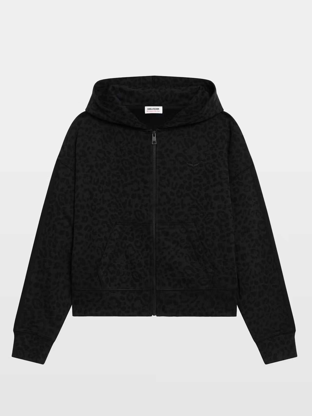 ZADIG & VOLTAIRE SWEE LEOPARD PRINT ZIP HOODIE