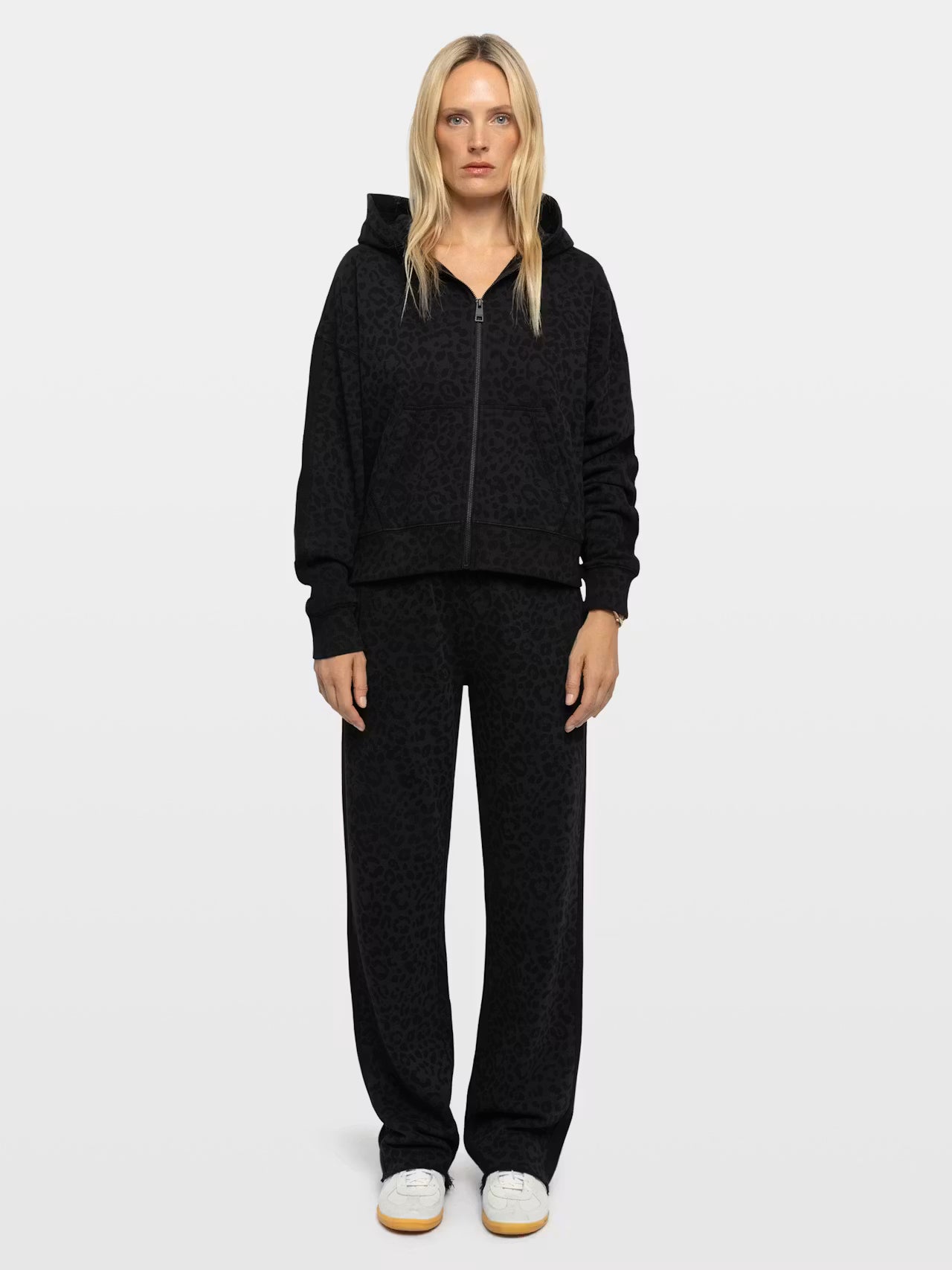 ZADIG & VOLTAIRE SWEE LEOPARD PRINT ZIP HOODIE