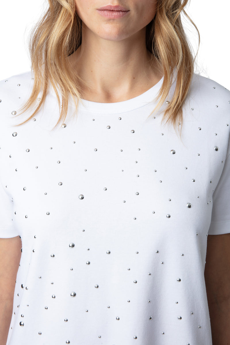 ZADIG & VOLTAIRE MARTA SILVER STUD TSHIRT