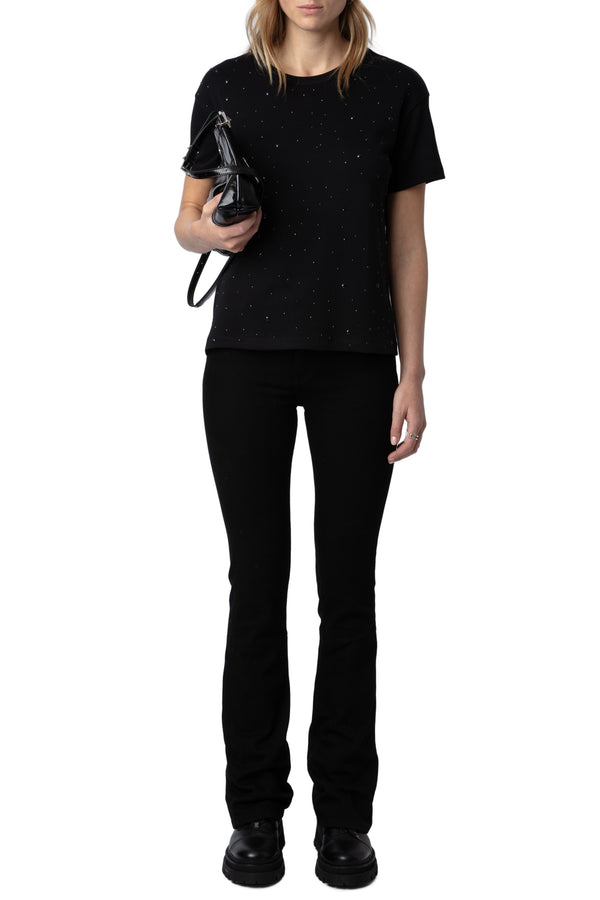 ZADIG & VOLTAIRE MARTA BLACK STUD T-SHIRT