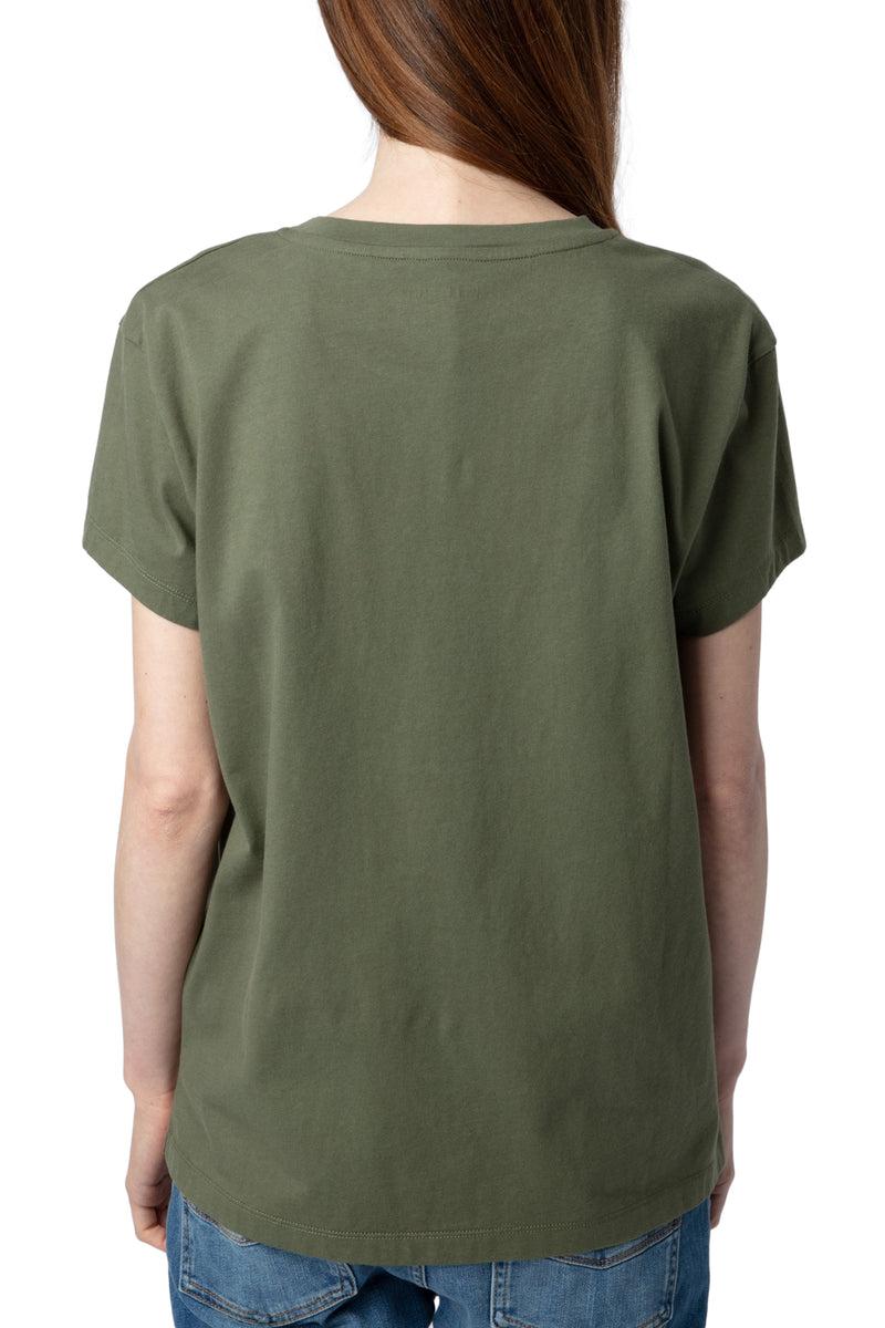 ZADIG & VOLTAIRE KHAKI WALK BLASON WINGS T-SHIRT