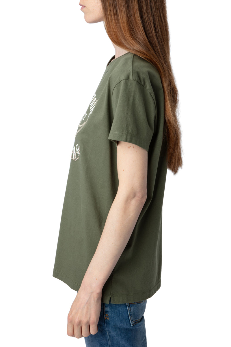 ZADIG & VOLTAIRE KHAKI WALK BLASON WINGS T-SHIRT