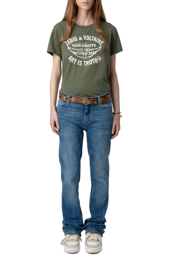 ZADIG & VOLTAIRE KHAKI WALK BLASON WINGS T-SHIRT