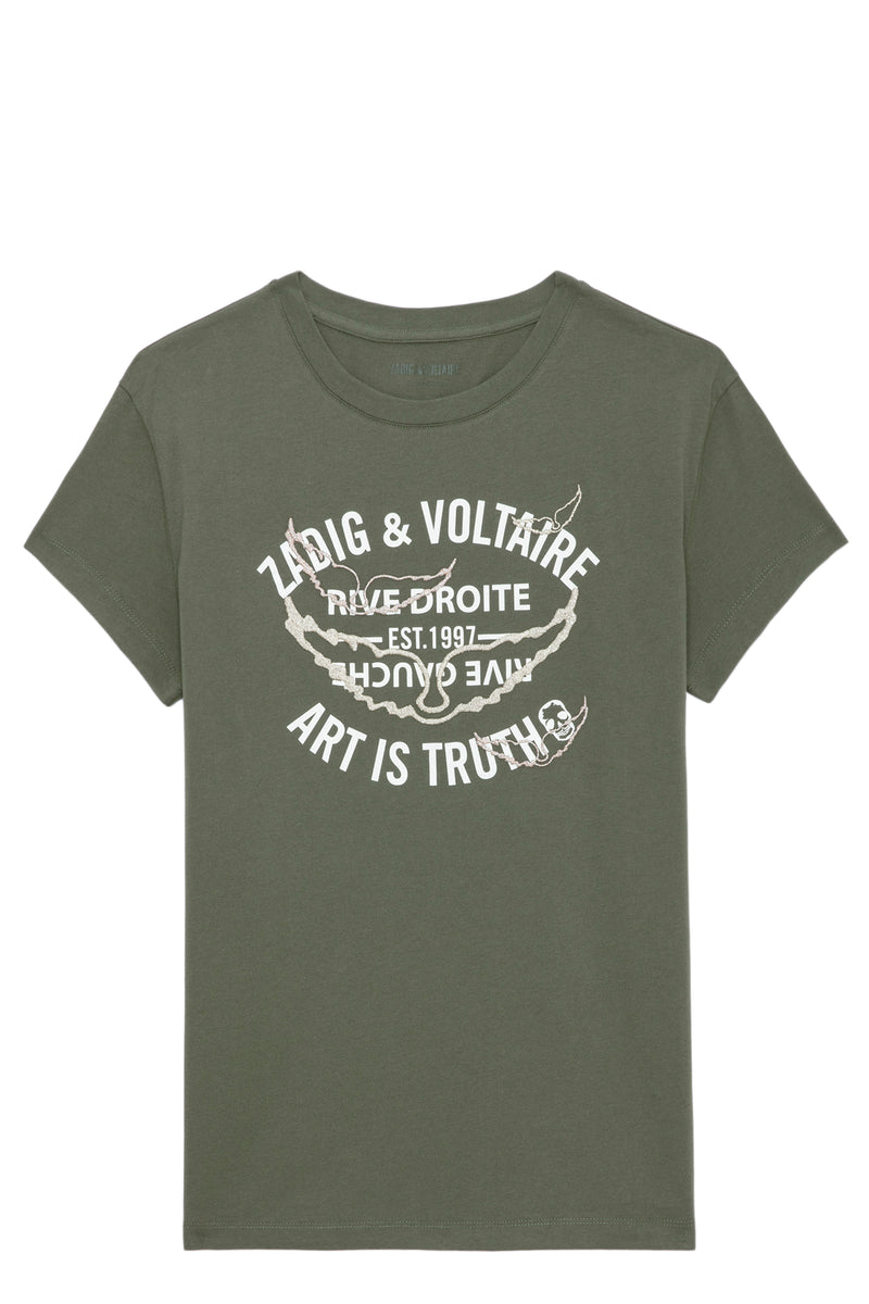 ZADIG & VOLTAIRE KHAKI WALK BLASON WINGS T-SHIRT