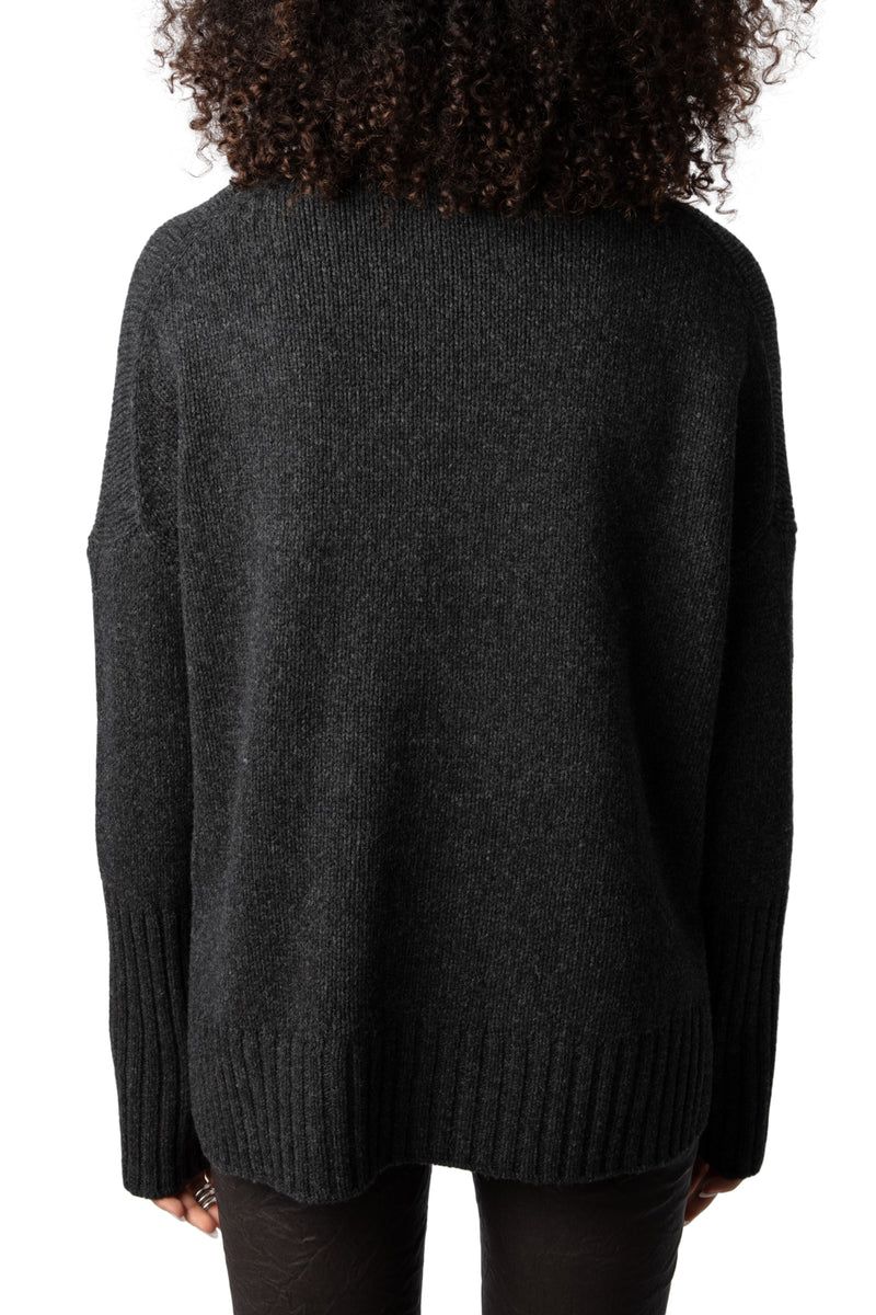 ZADIG & VOLTAIRE MALTA MERINO GREY KNIT