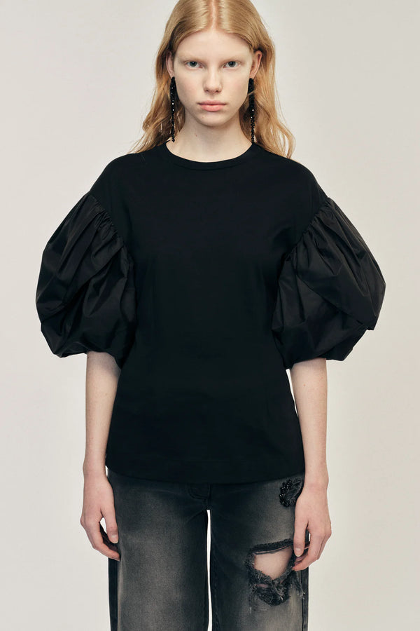 SIMONE ROCHA BLACK PETAL SLEEVE T-SHIRT