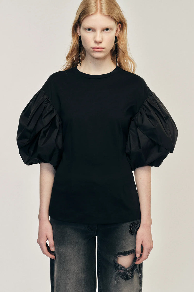 SIMONE ROCHA BLACK PETAL SLEEVE T-SHIRT