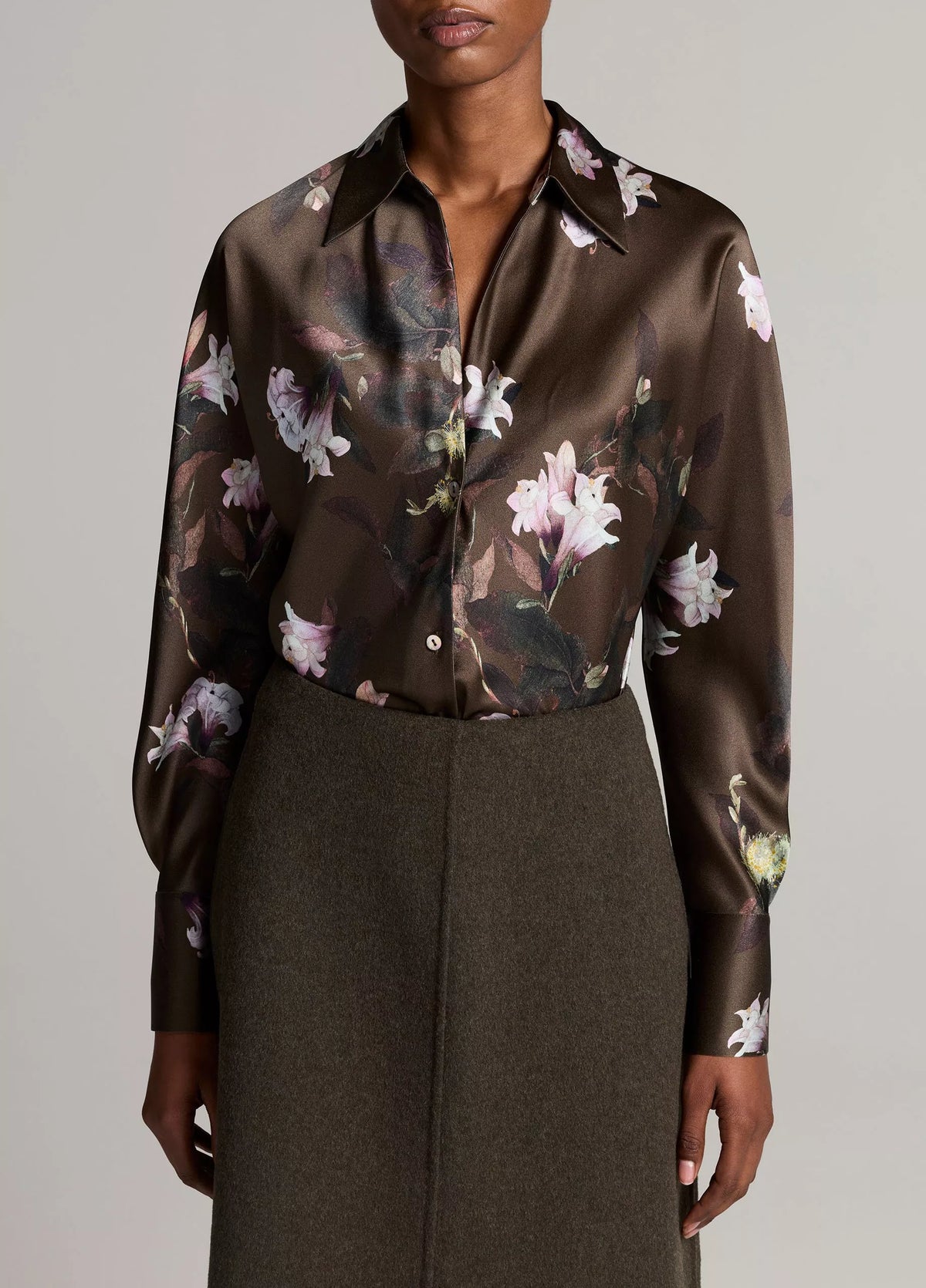 VINCE LILY VINE SILK BIAS BLOUSE