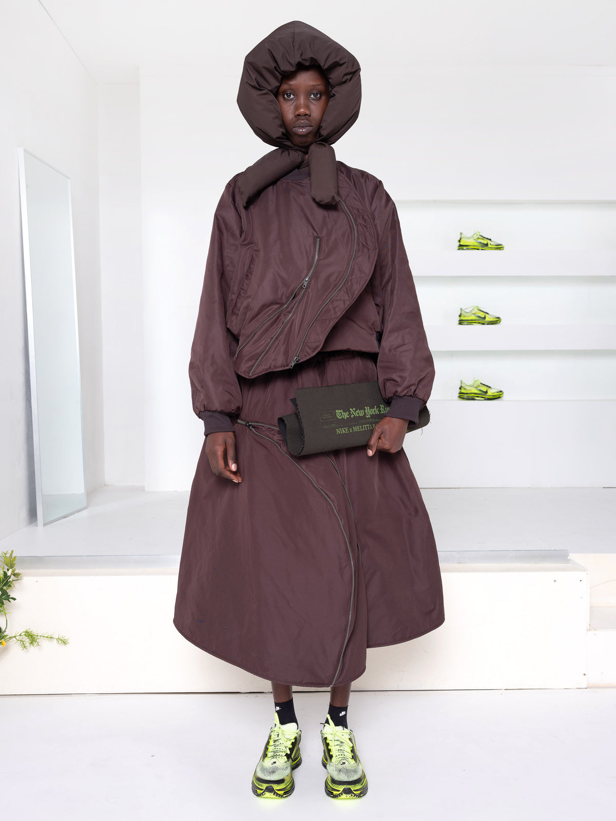 MELITTA BAUMEISTER BROWN ASYMMETRIC BOMBER JACKET