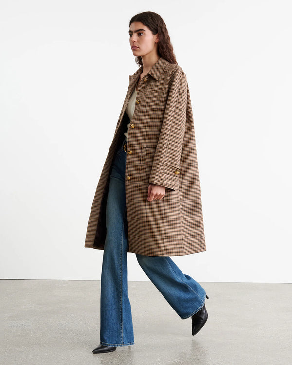 NILI LOTAN SETH DUSTER COAT BROWN HOUNDSTOOTH