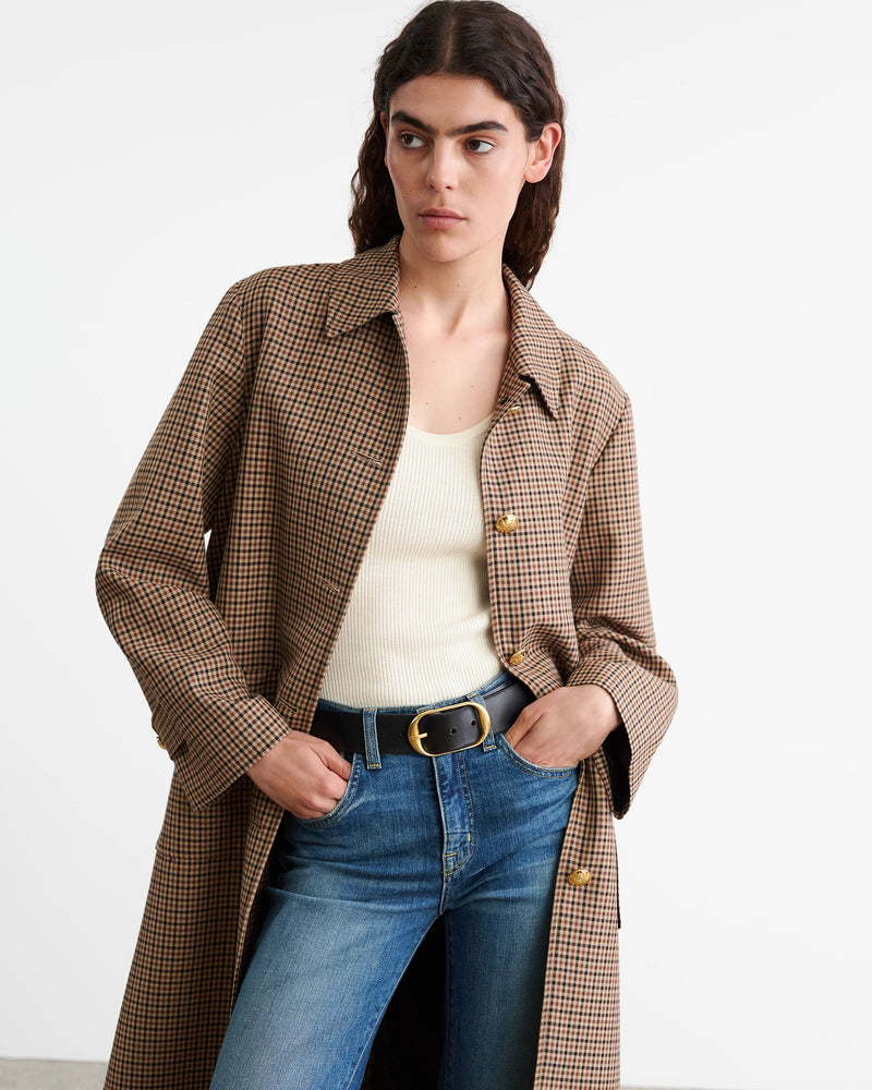 NILI LOTAN SETH DUSTER COAT BROWN HOUNDSTOOTH