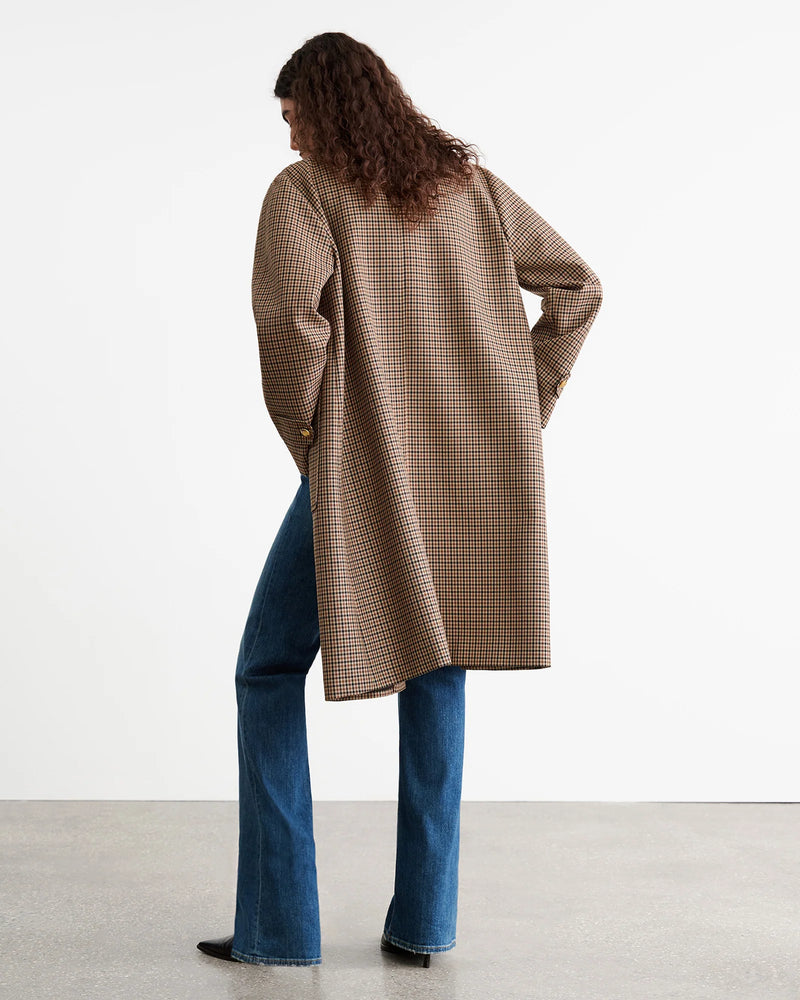 NILI LOTAN SETH DUSTER COAT BROWN HOUNDSTOOTH