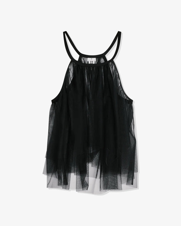 NOIR KEI NINOMIYA PLEATED SLEEVELESS TOP BLACK