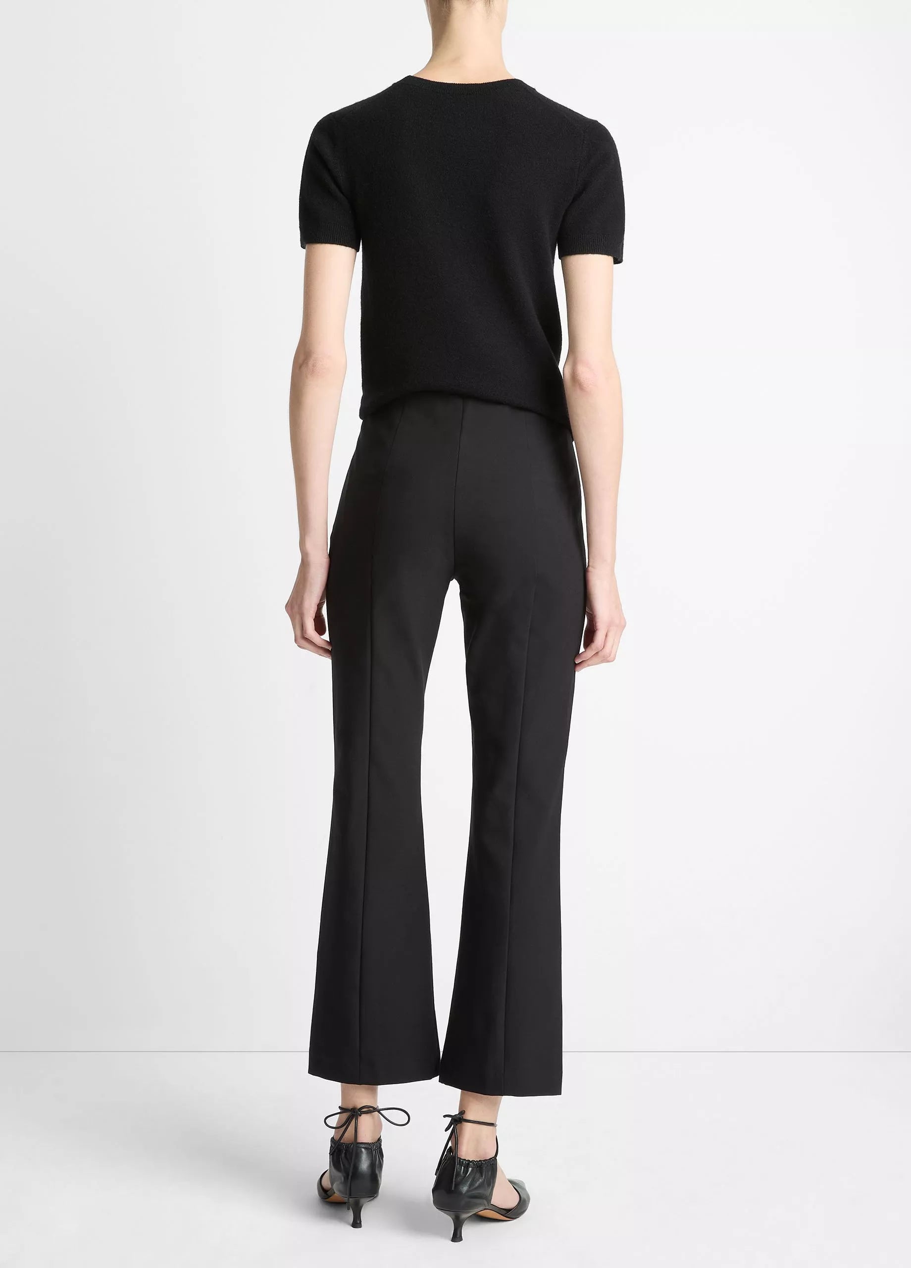 VINCE NIKI MID-RISE PINTUCK CROPPED FLARE PANT BLACK