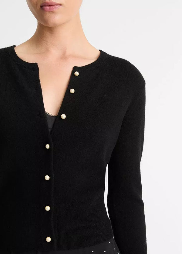 VINCE BLACK PEARL BUTTON CARDIGAN