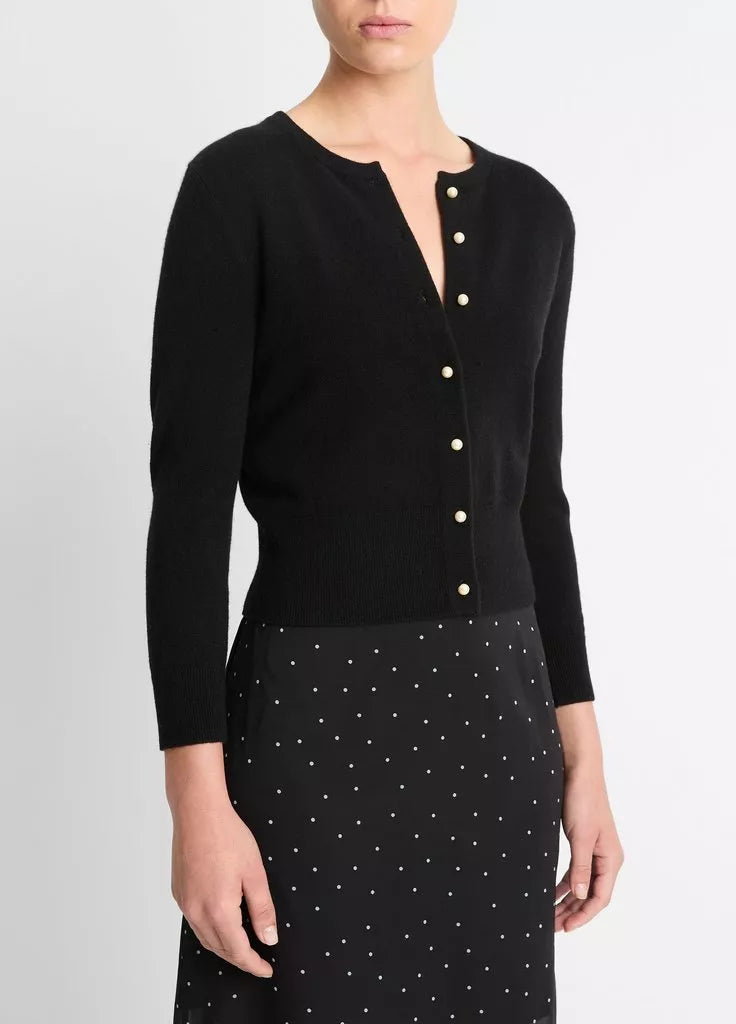 VINCE BLACK PEARL BUTTON CARDIGAN