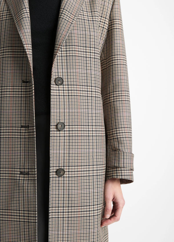 VINCE PRESSED PLAID COAT