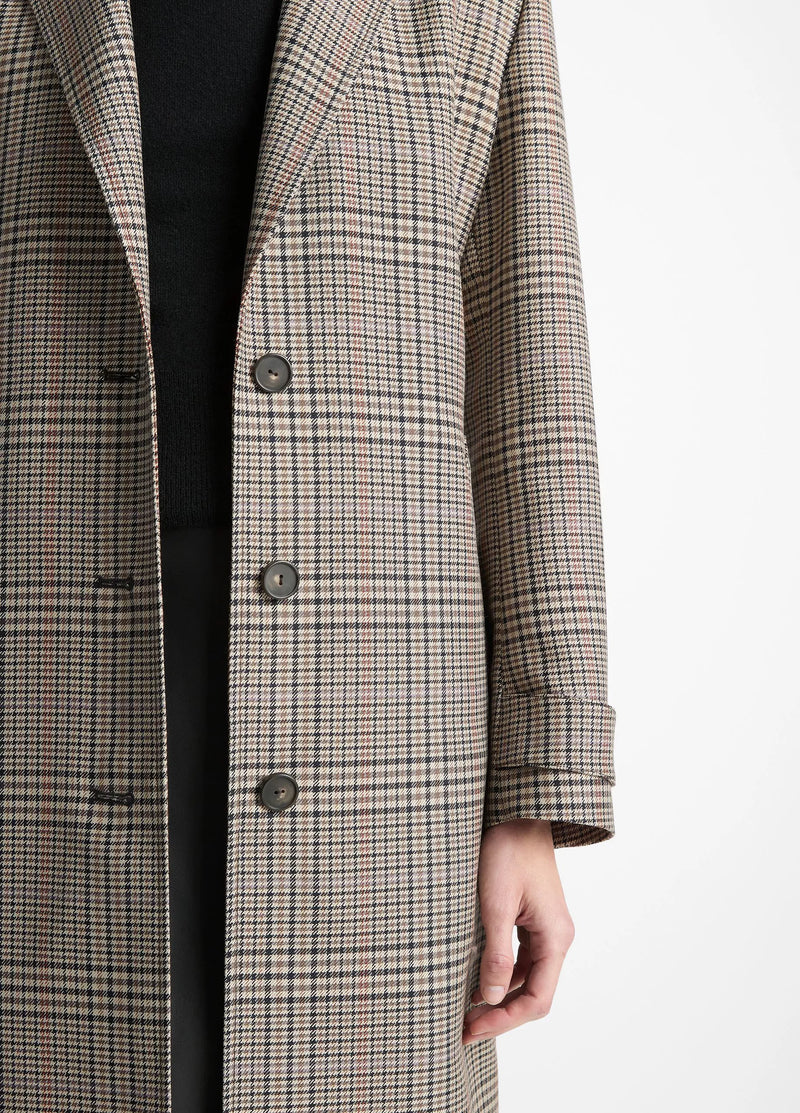 VINCE PRESSED PLAID COAT