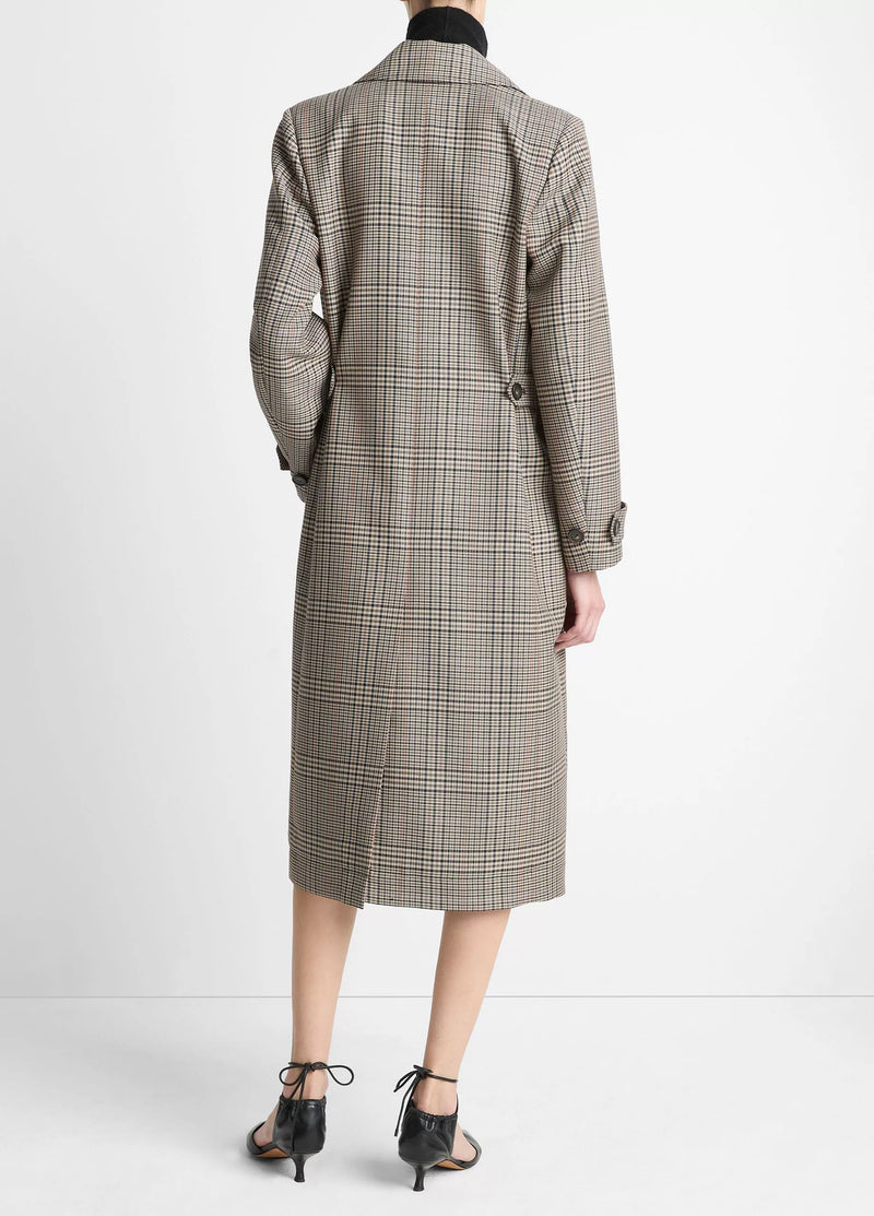 VINCE PRESSED PLAID COAT