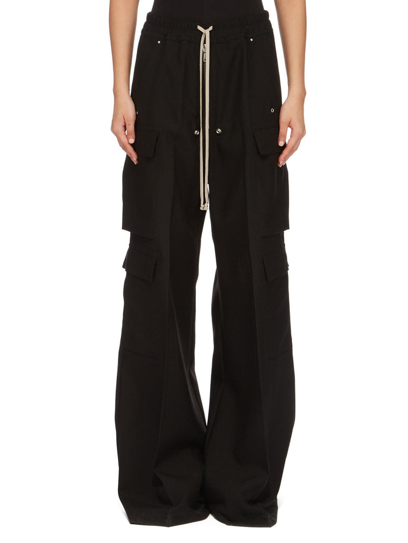 RICK OWENS BLACK CARGOBELAS TROUSERS