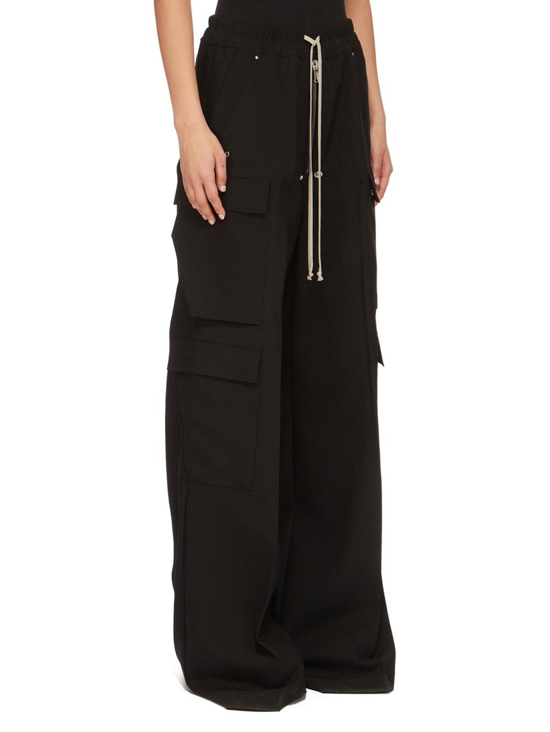 RICK OWENS BLACK CARGOBELAS TROUSERS