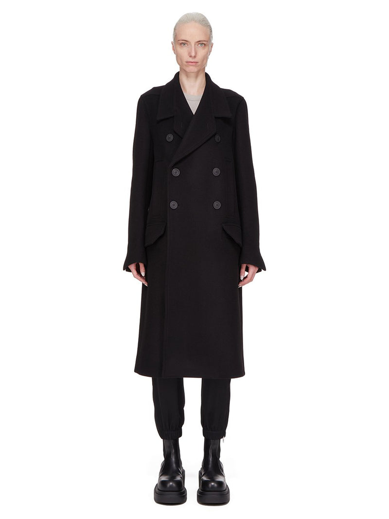 RICK OWENS OFFICERS COAT BLACK