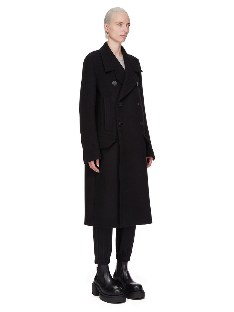 RICK OWENS OFFICERS COAT BLACK