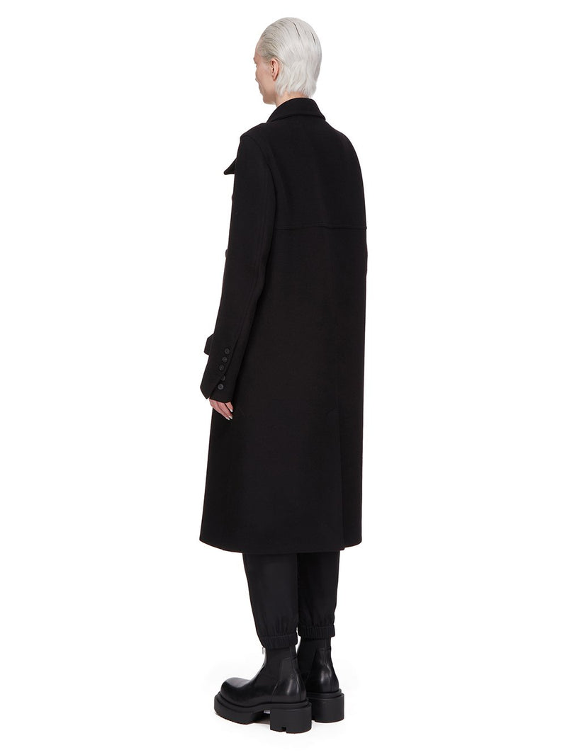 RICK OWENS OFFICERS COAT BLACK