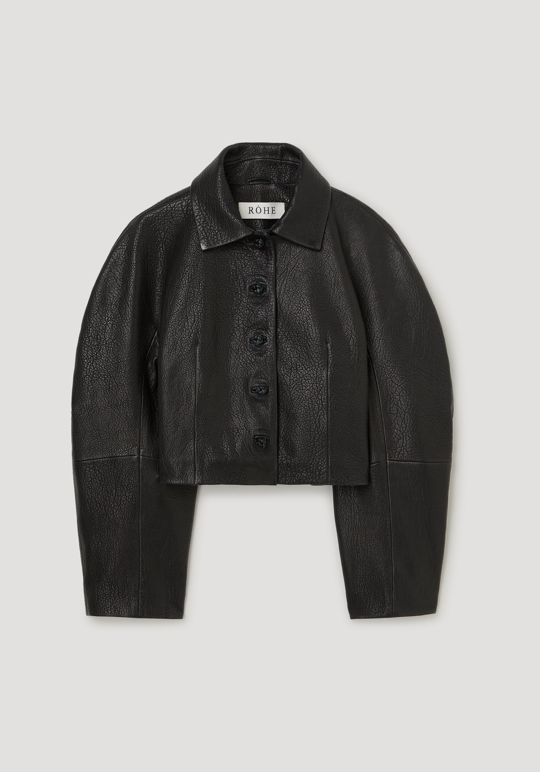 RÓHE CROPPED GRAIN LEATHER JACKET