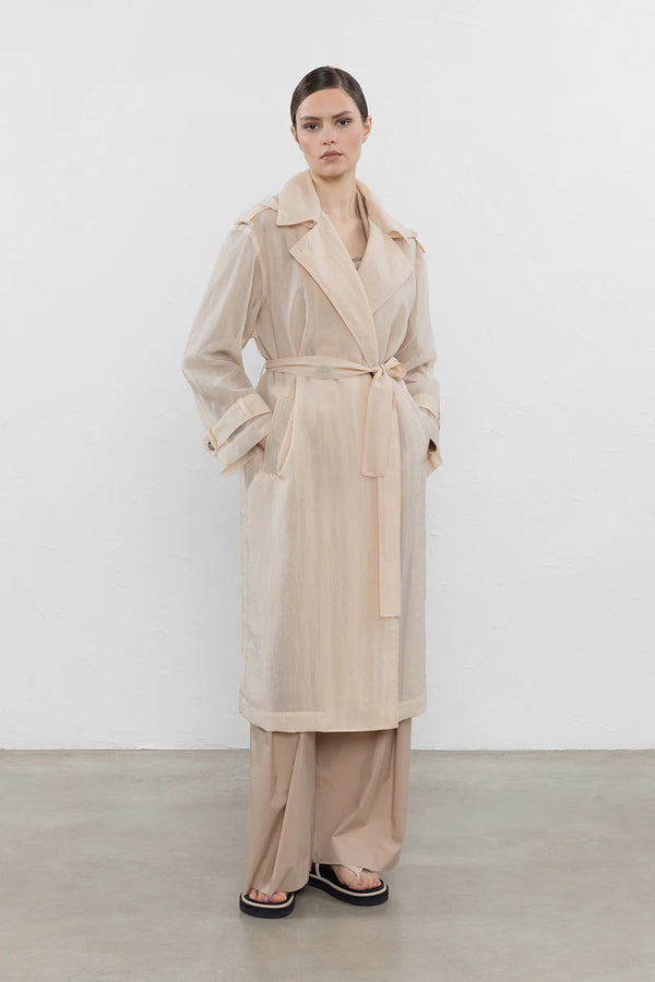 PESERICO TECHNICAL ORGANZA DOUBLE BREASTED TRENCH COAT